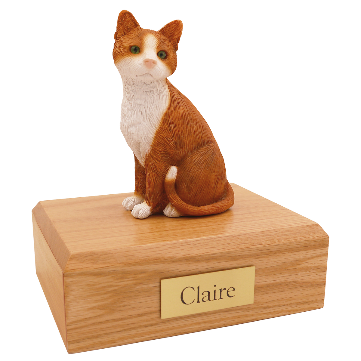 Cat, Orange/White  - Figurine Urn