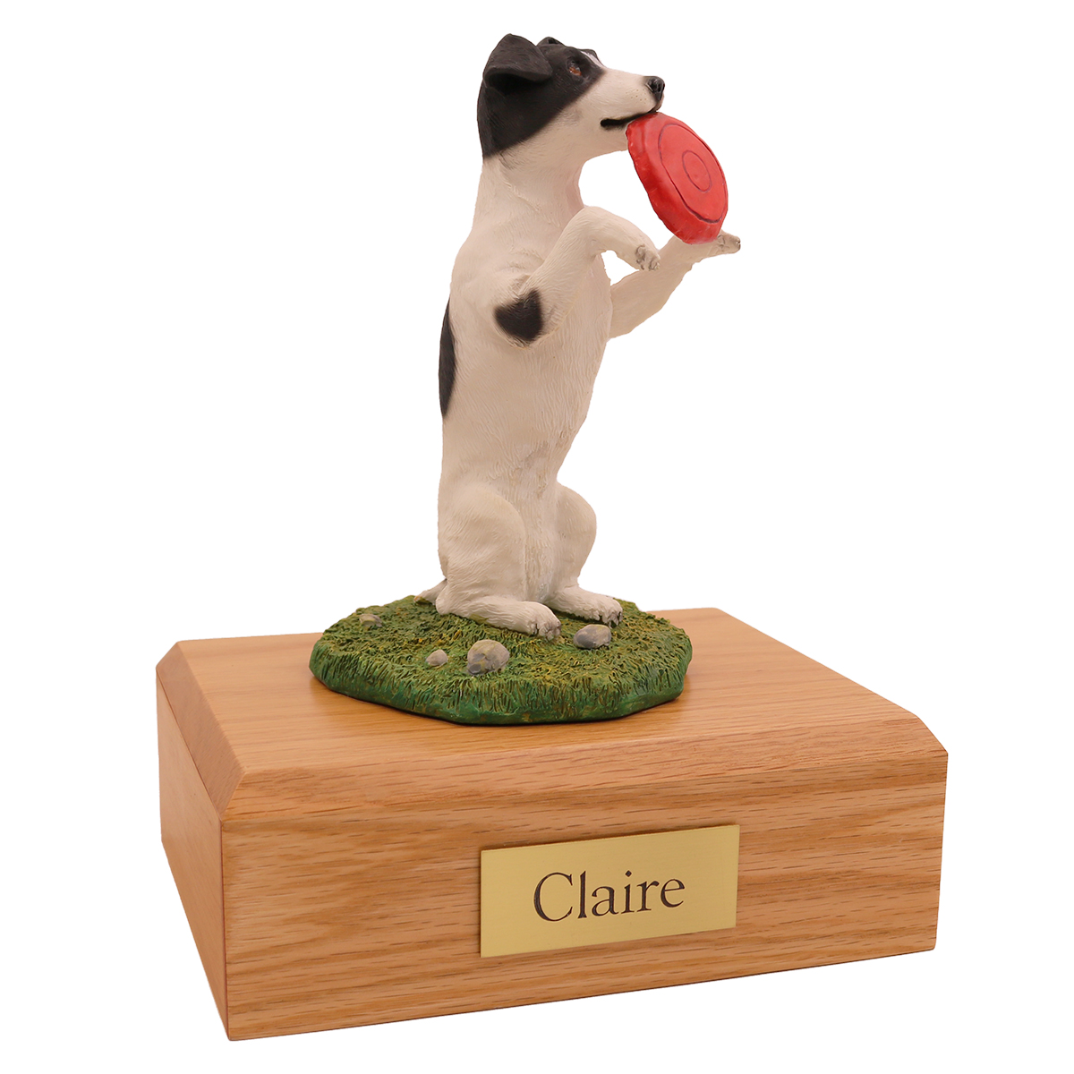 Dog, Jack Russell Terrier, Black & White, Frisbee - Figurine Urn