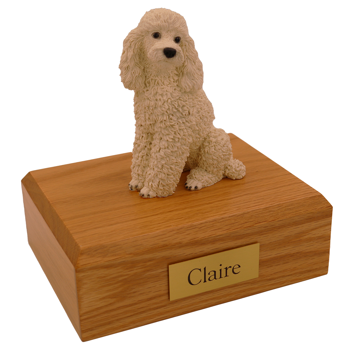 Dog, Poodle, Sitting, White - Figurine Urn