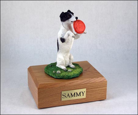 Dog, Jack Russell Terrier, Black & White, Frisbee - Figurine Urn