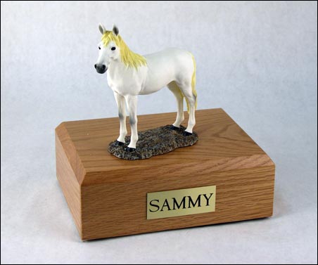 Horse, White, Standing - Figurine Urn