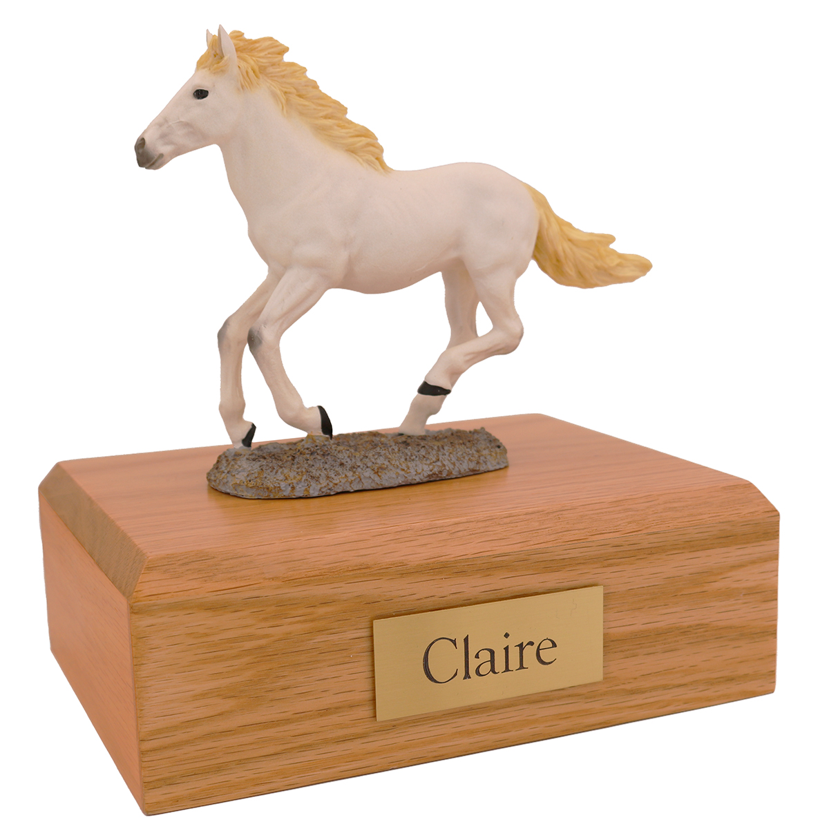 Horse, White, Running - Figurine Urn