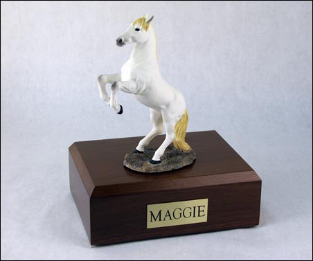Horse, White, Rearing - Figurine Urn