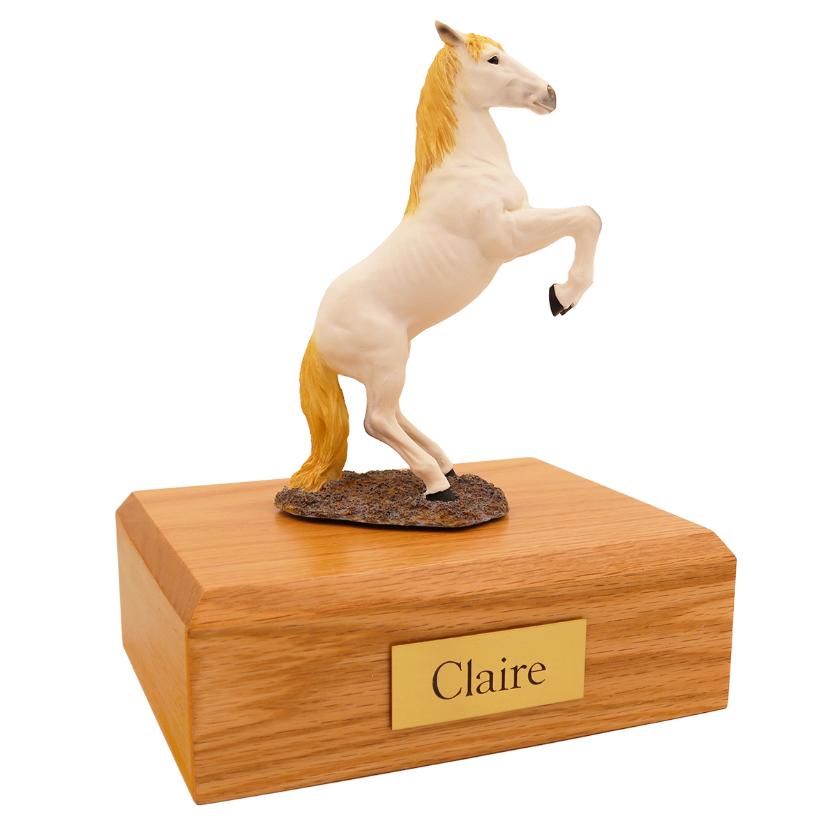 Horse, White, Rearing - Figurine Urn