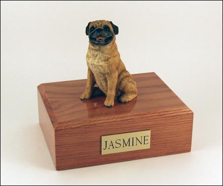 Dog, Pug, Sitting - Figurine Urn