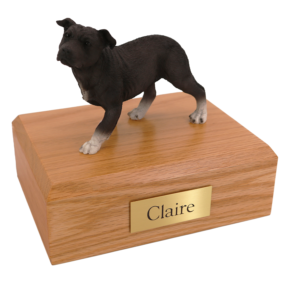 Dog, Staffordshire Terrier, Standing Black - Figurine Urn
