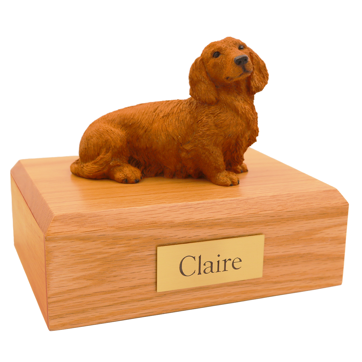 Dog, Dachshund, Long-haired Brown - Figurine Urn