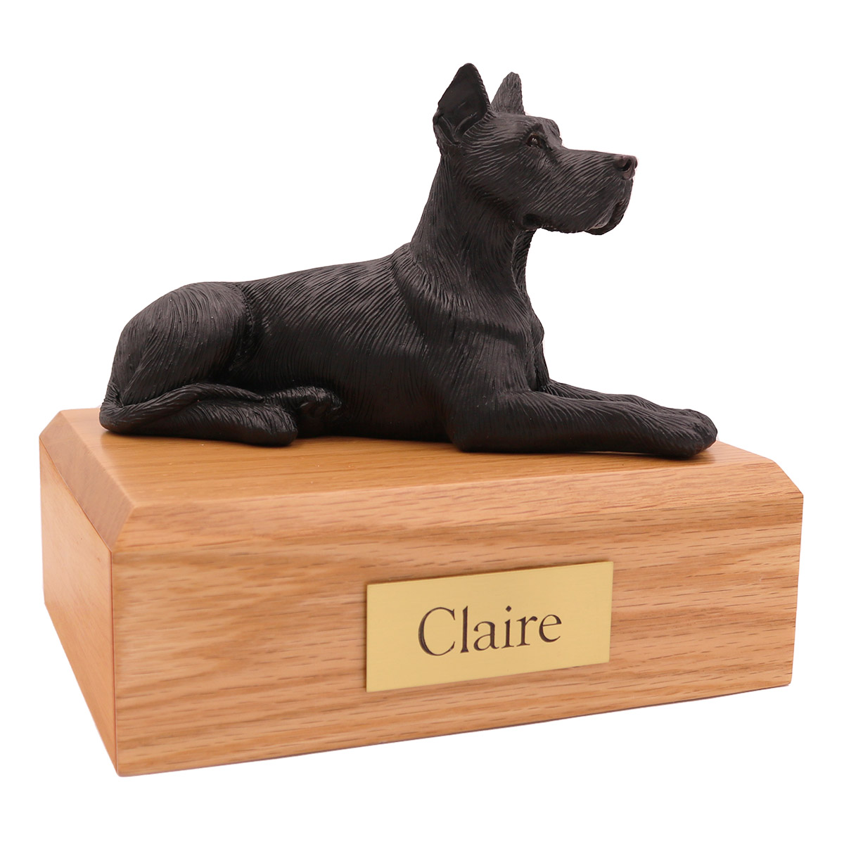 Dog, Great Dane, Black (Ears Up) - Figurine Urn