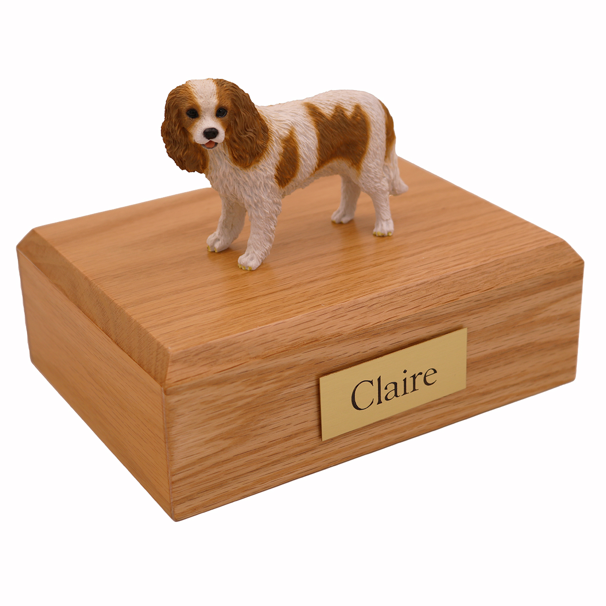 Dog, King Charles Spaniel, Brn/Wht - Figurine Urn