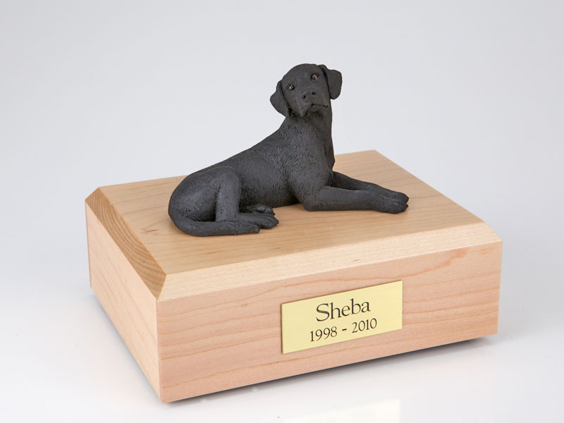 Dog, Labrador, Black Laying - Figurine Urn