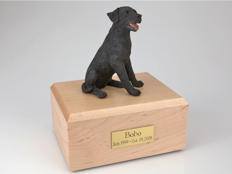 Dog, Labrador, Black Sitting - Figurine Urn