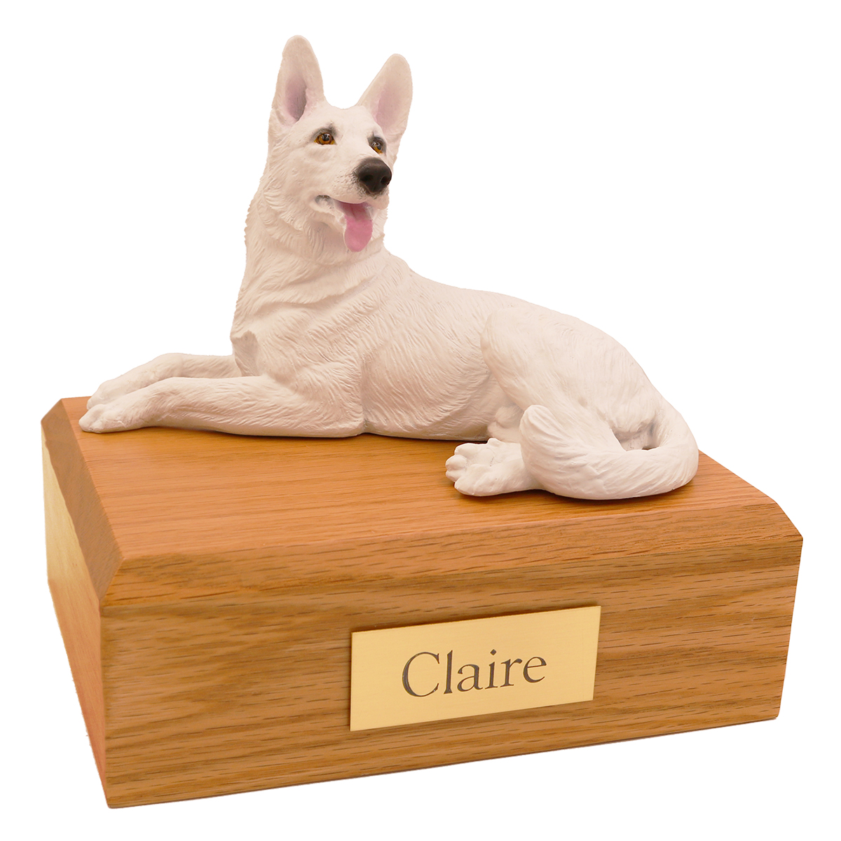Dog, German Shepherd, White - Figurine Urn