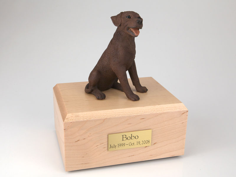Dog, Labrador, Chocolate Sitting - Figurine Urn