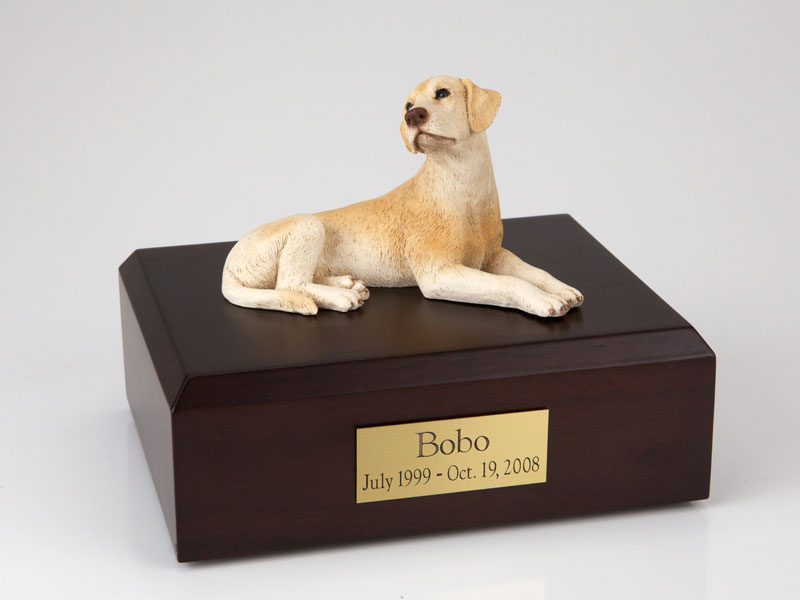 Dog, Labrador, Yellow Laying - Figurine Urn