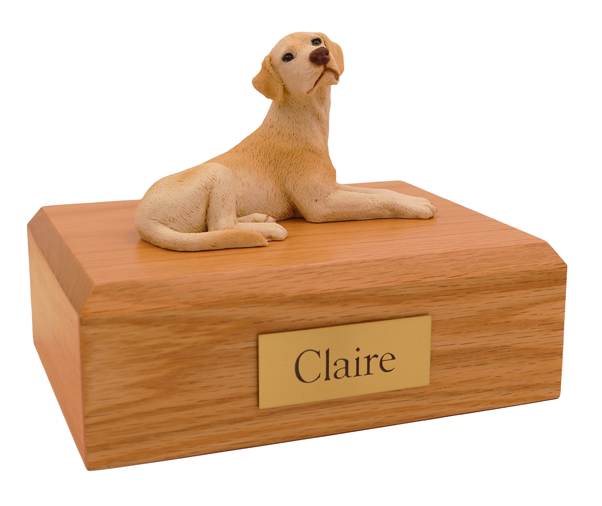 Dog, Labrador, Yellow Laying - Figurine Urn