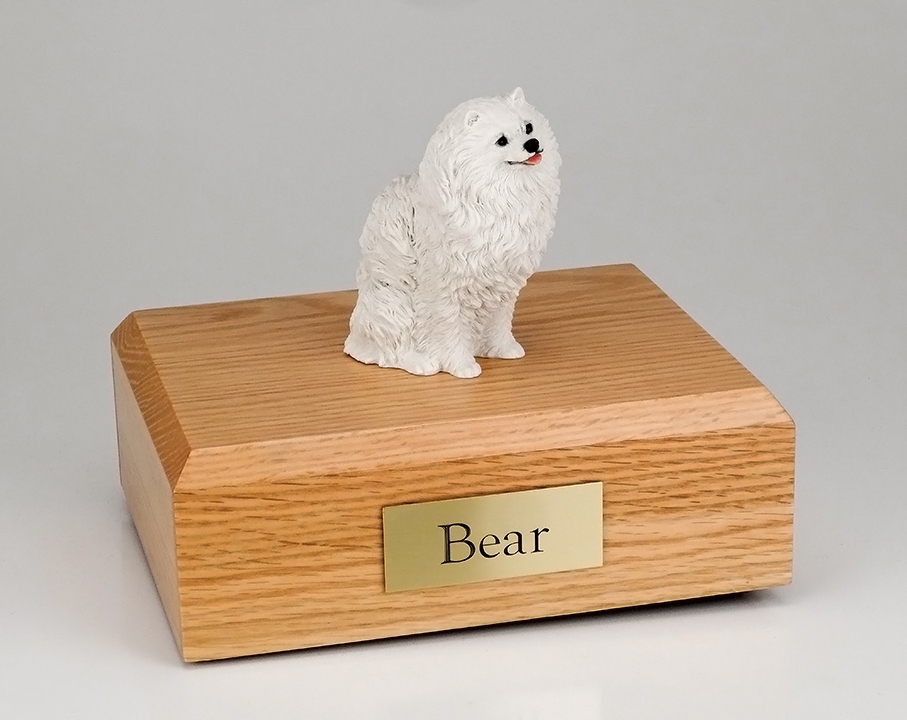 Dog, Pomeranian, White - Figurine Urn