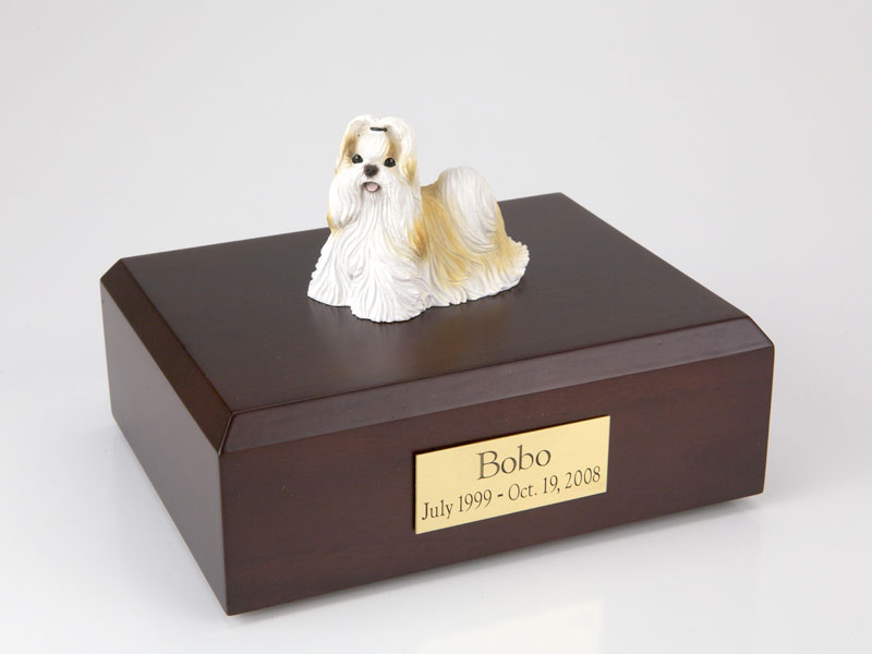 Dog, Shih Tzu, Gold/White - Figurine Urn