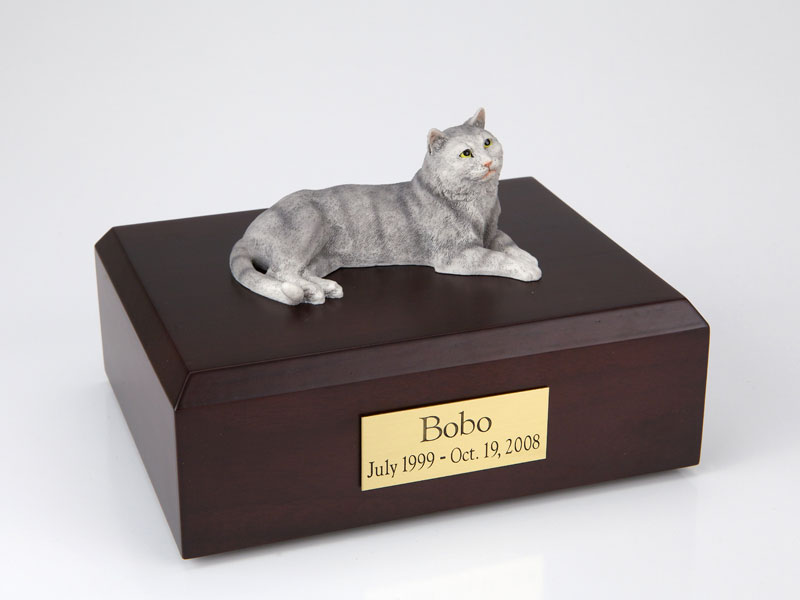 Cat, Tabby, Gray - Figurine Urn