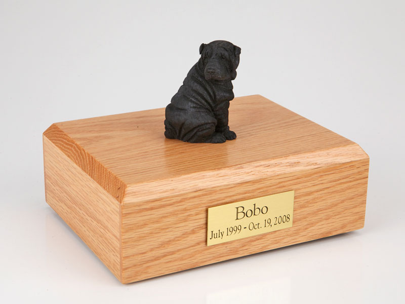 Dog, Shar Pei, Black - Figurine Urn