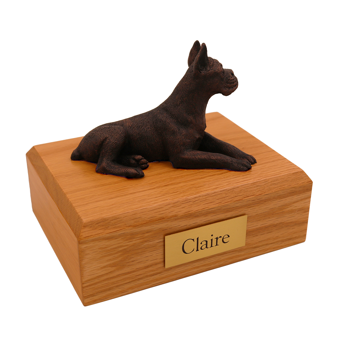 Dog, Boxer, Bronze - ears up - Figurine Urn