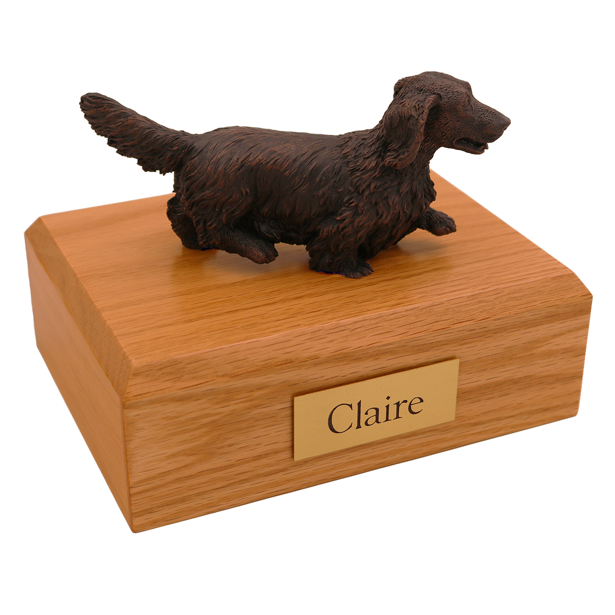 Dog, Dachshund, Long-haired, Bronze - Figurine Urn