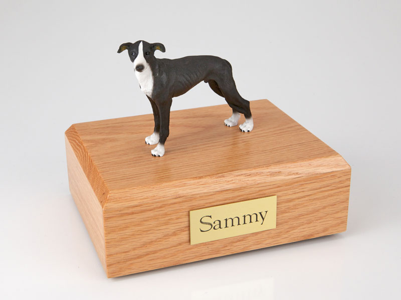 Dog, Greyhound, Black - Figurine Urn