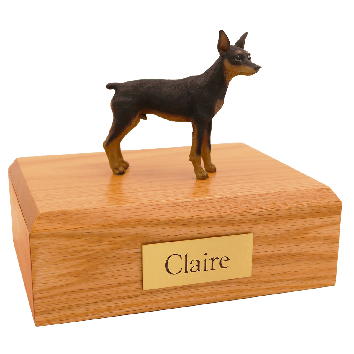 Dog, Miniature Pincher, Black/Tan - Figurine Urn