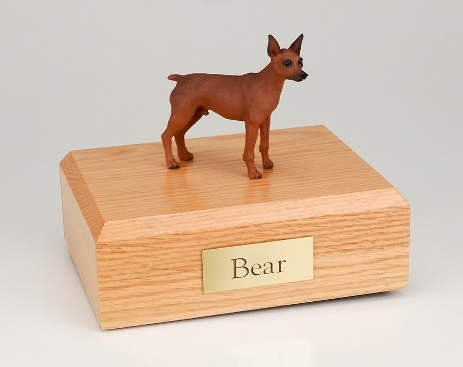 Dog, Miniature Pincher, Red/Brown - Figurine Urn