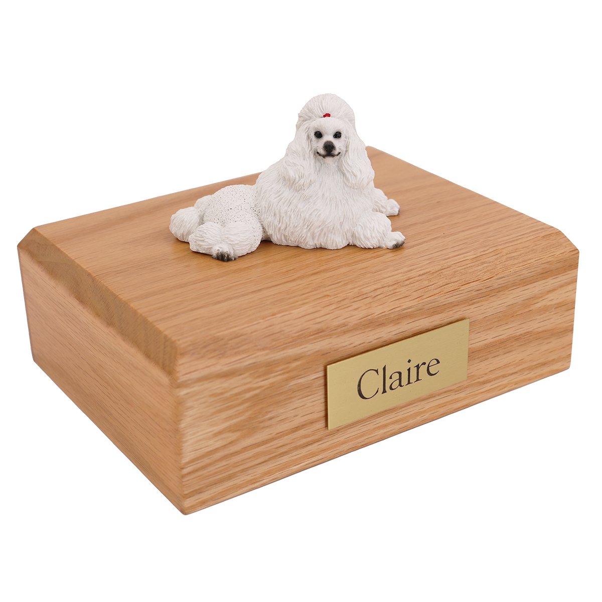 Dog, Poodle, White - show cut  - Figurine Urn
