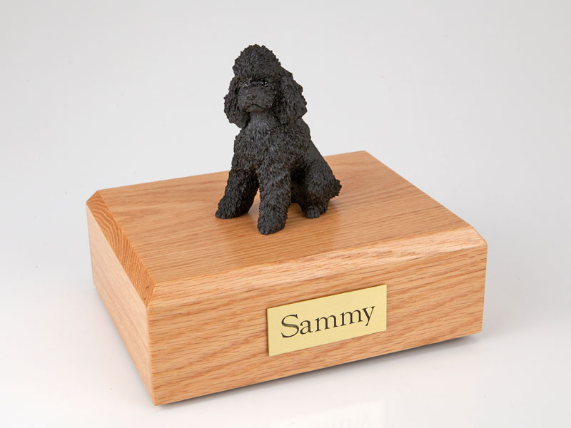 Dog, Poodle, Black - sport cut - Figurine Urn