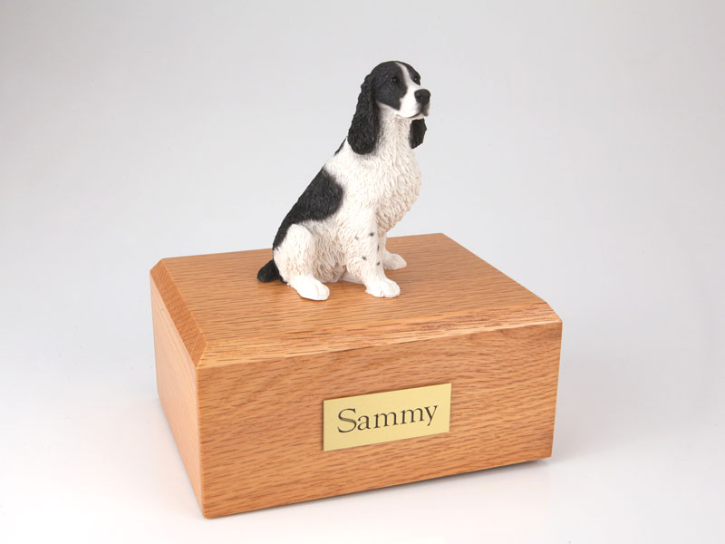 Dog, Springer Spaniel, Blk/Wht - Figurine Urn