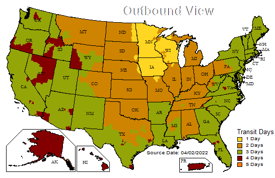 UPS Ground Map